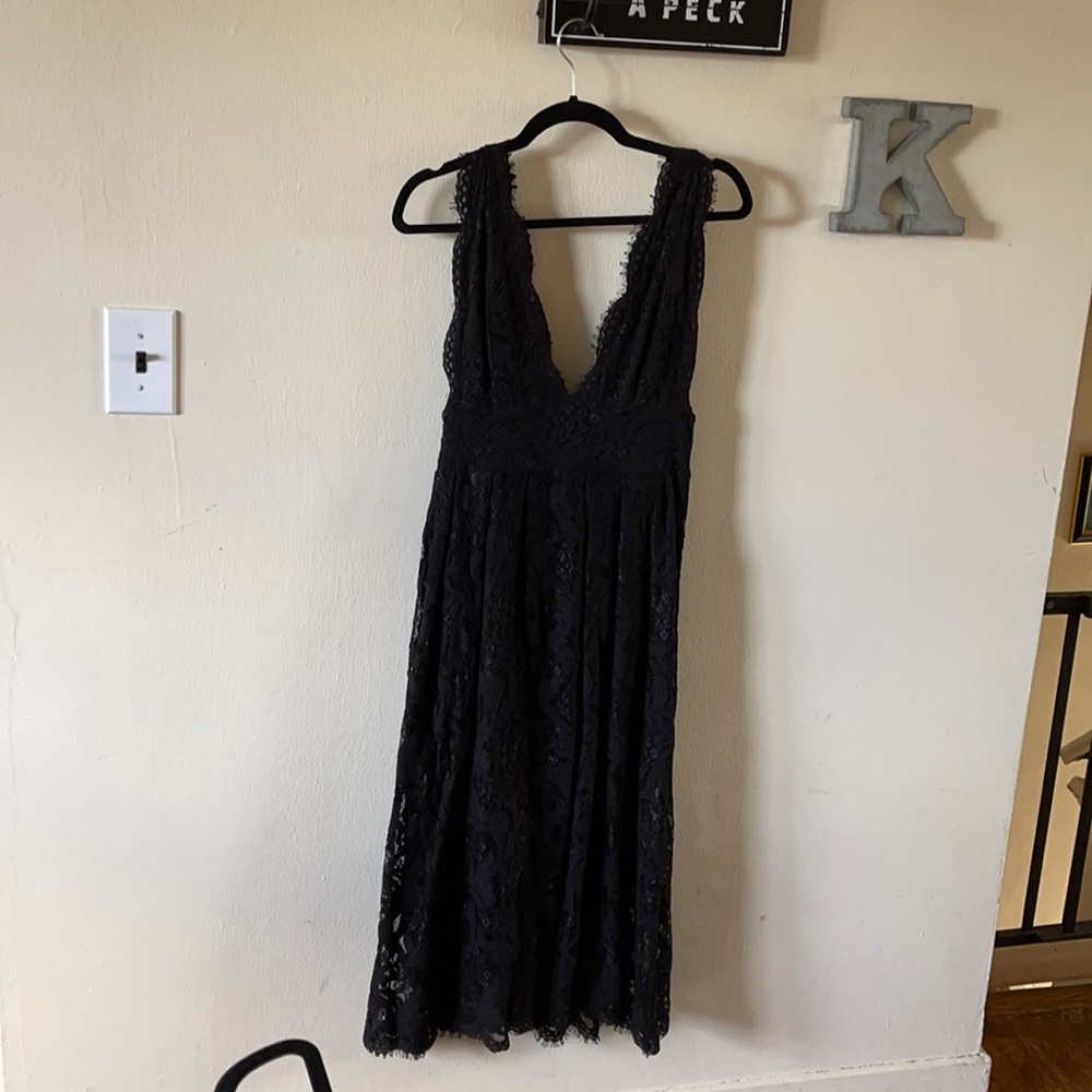 Black lace knee length dress